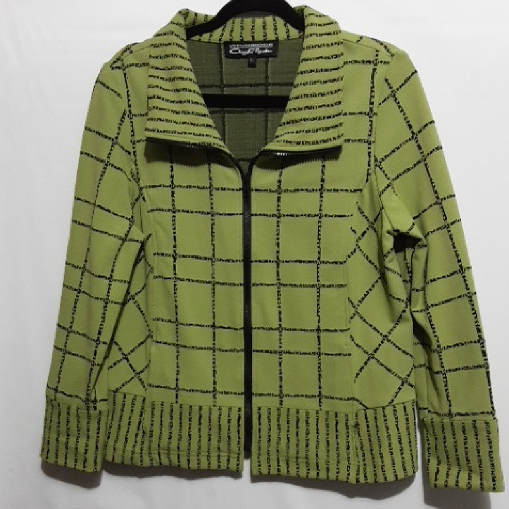 CHERYL NASH WINDRIDGE Lime Green‎ Grid Pattern Blazer